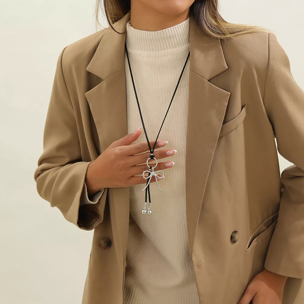 Elegant Bow Pendant Necklace - alternate necklace view