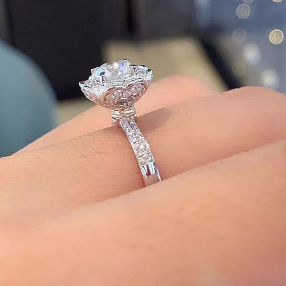 1 Carat Sterling Silver Moissanite Ring - alternate ring view