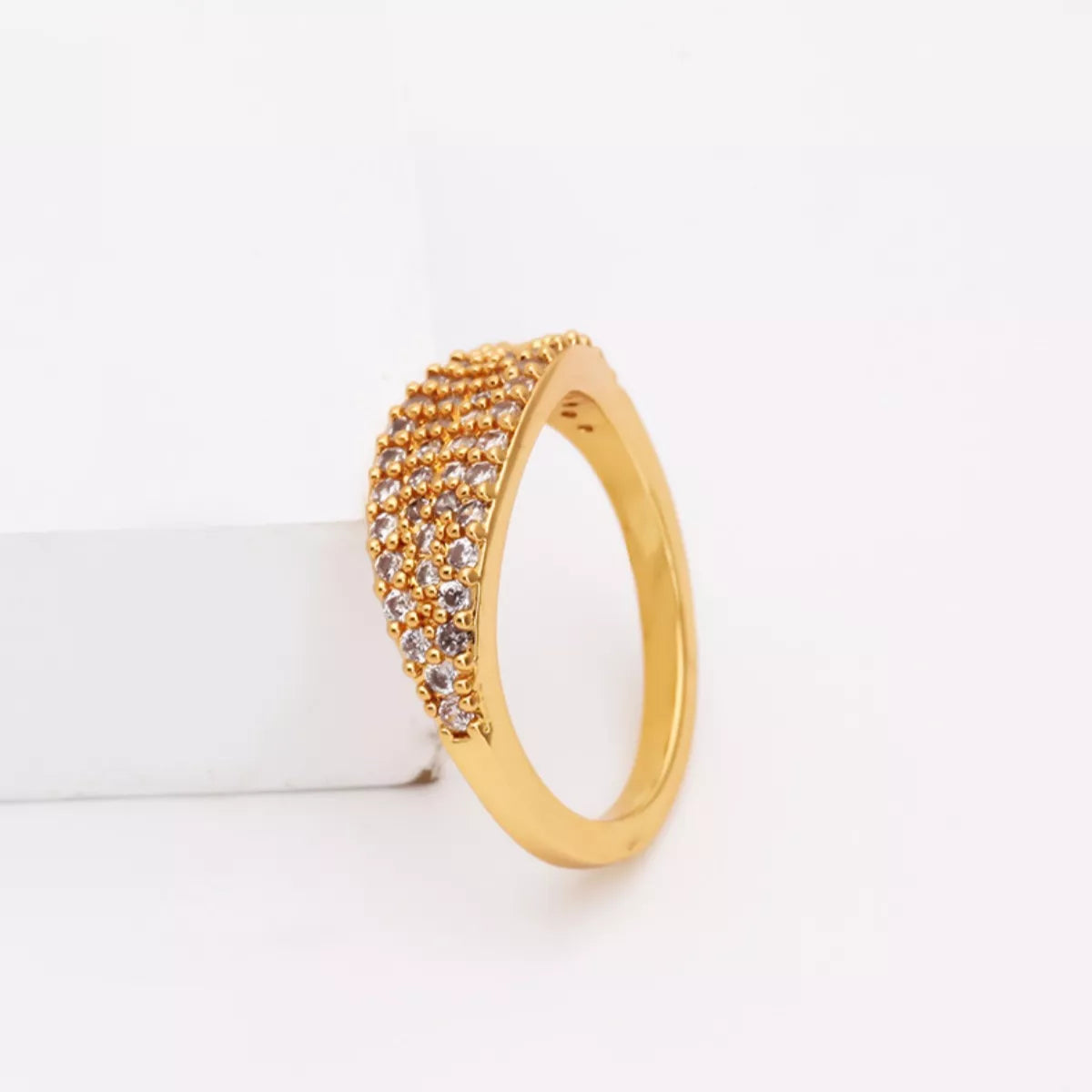 18K Gold-Plated Copper Zircon Round Ring - alternate ring view