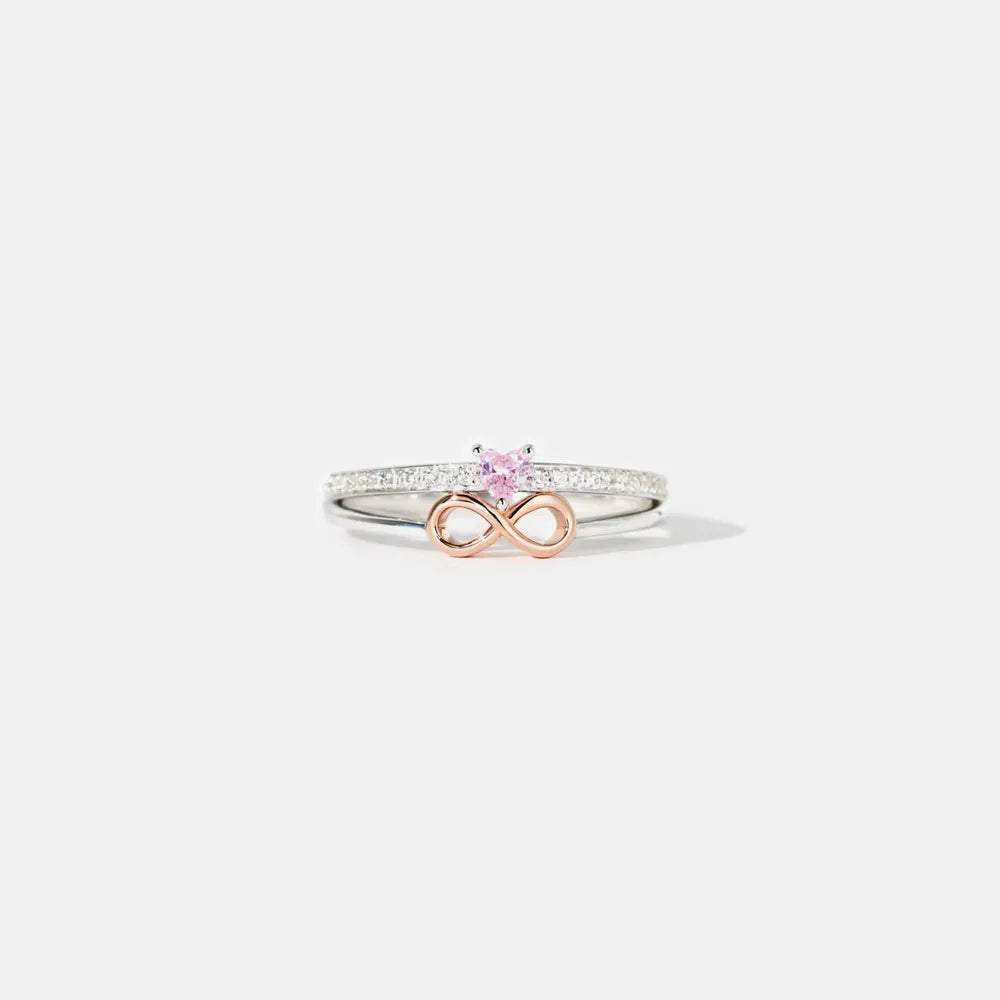 Heart Number 8 Zircon Double-Layered Ring in Silver - women's ring