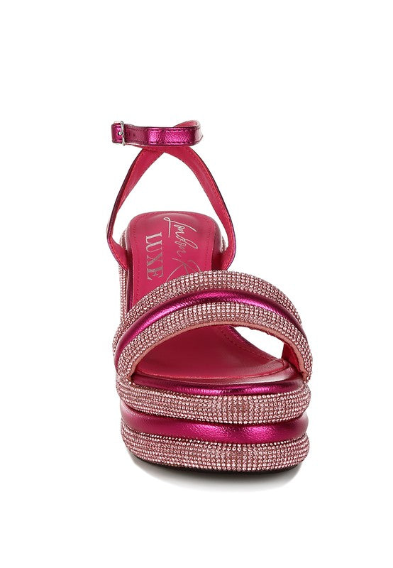 Rhinestone Studded Wedge Sandals