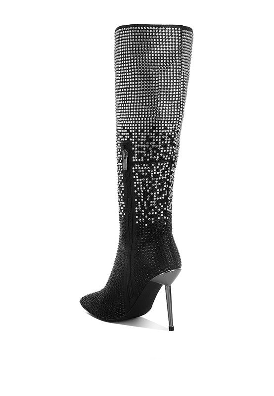 Shiny Rhinestone Studded Boots