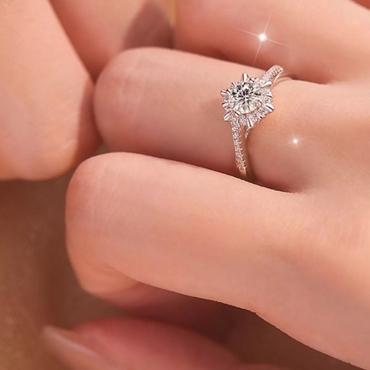 2 Piece Moissanite Sterling Silver Ring - alternate ring view