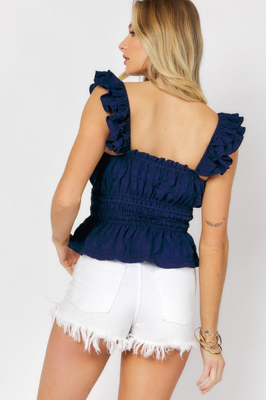 Square Neck Ruffled Top