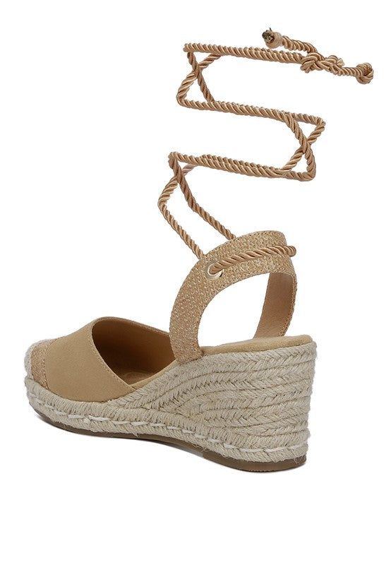 Lace-Up Espadrille Wedge Sandals