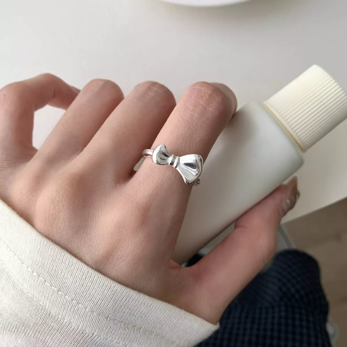 Sterling Silver Bow Ring in Silver - women's ring