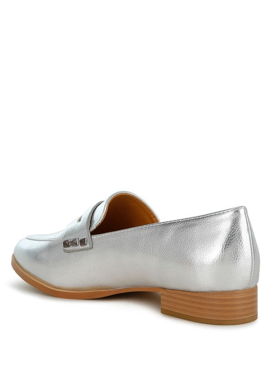 Penny Strap Metallic Loafers