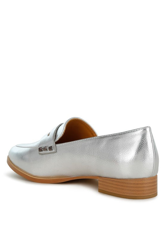 Penny Strap Metallic Loafers