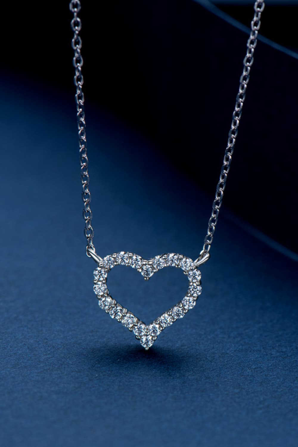 Adored Moissanite Platinum-Plated Heart Necklace - alternate necklace view