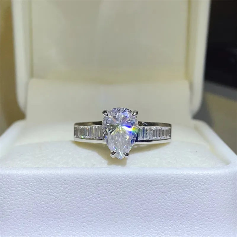 3 Carat Moissanite Sterling Silver Ring in Silver - women's ring