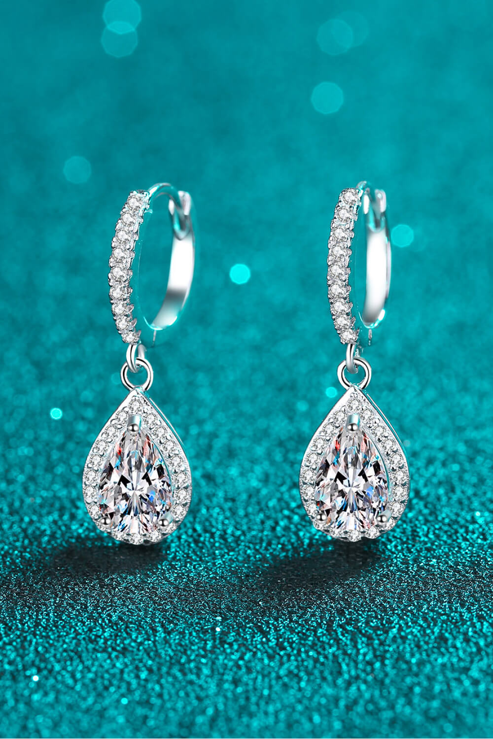 Moissanite Teardrop Earrings - alternate earring view