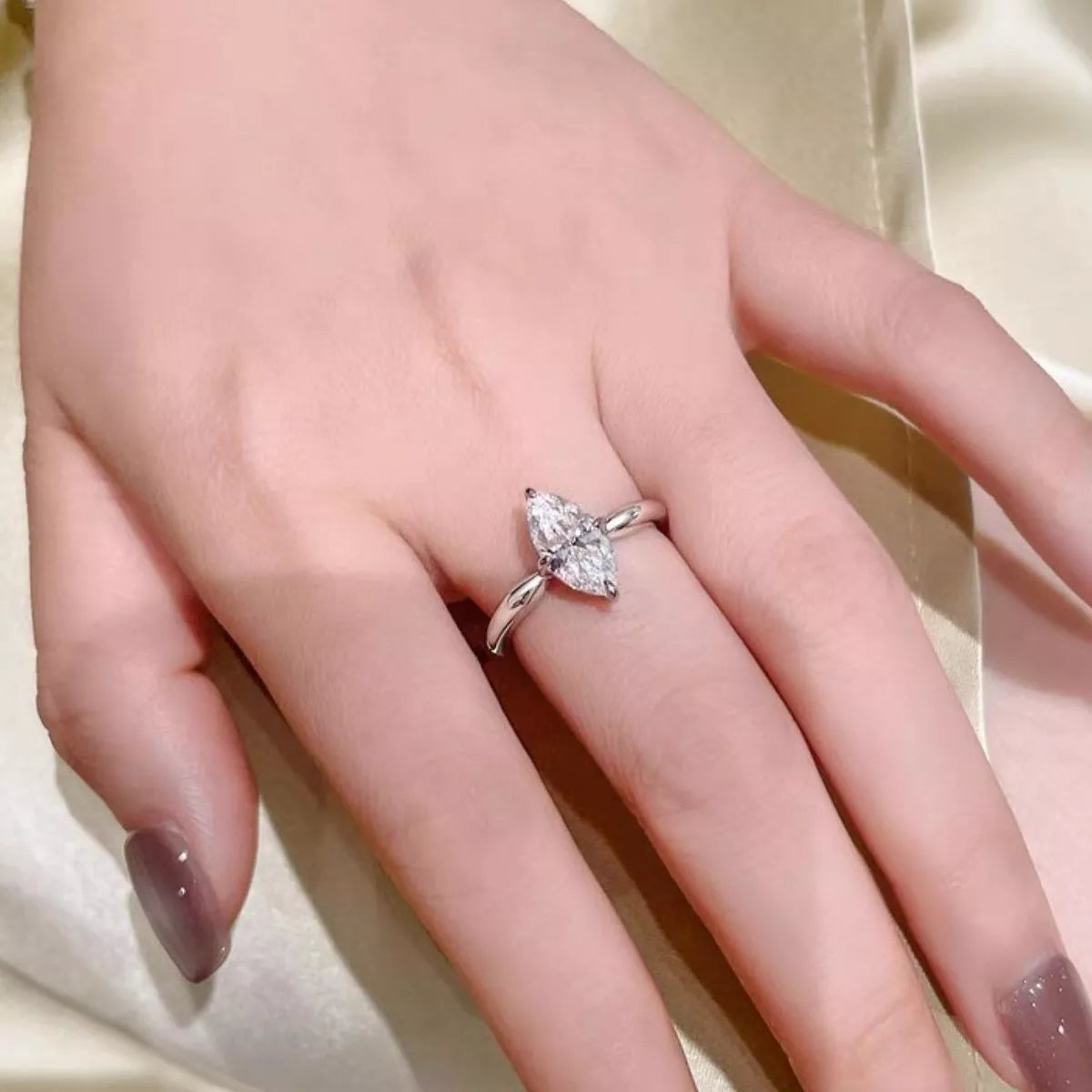 2 Carat Moissanite Sterling Silver Ring in Silver - women's ring