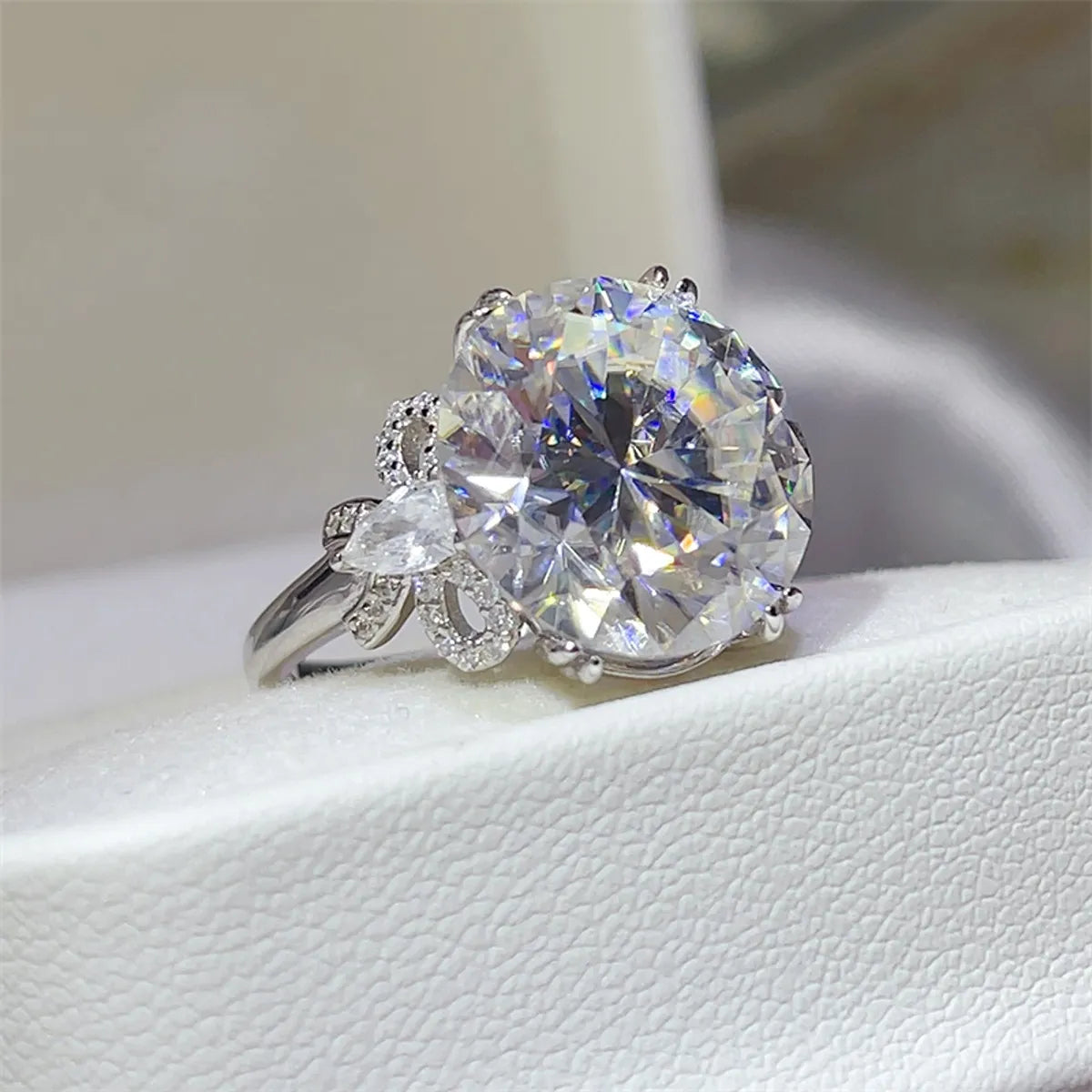10 Carat Moissanite Sterling Silver Ring in White - women's ring