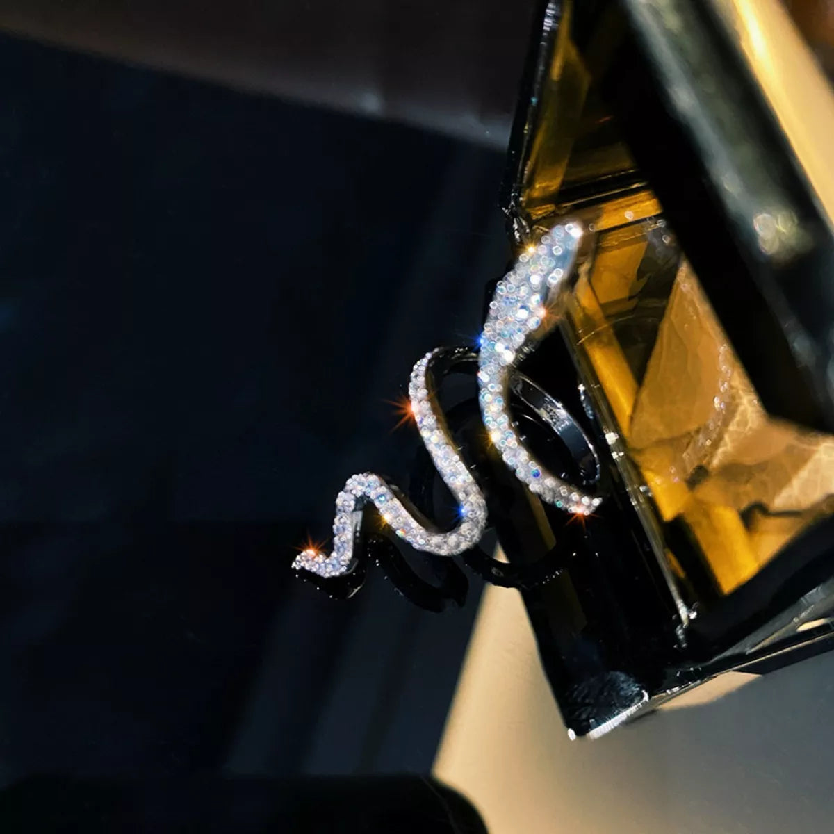 Sterling Silver Zircon Snake Bypass Ring - alternate ring view