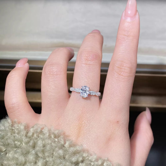 Cultivating High-Carbon Diamond Sterling Silver Oval Ring in Silver - women's ring