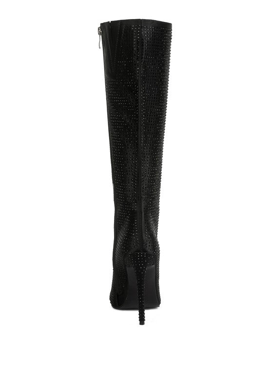 Satin High Heel Calf Boots