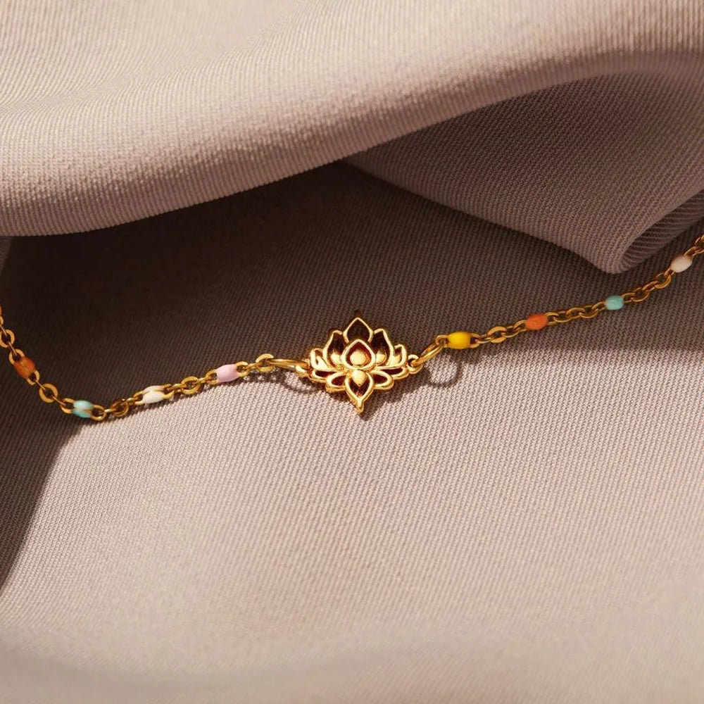 Lotus Shape 18K Gold-Plated Bead Bracelet - alternate jewelry view