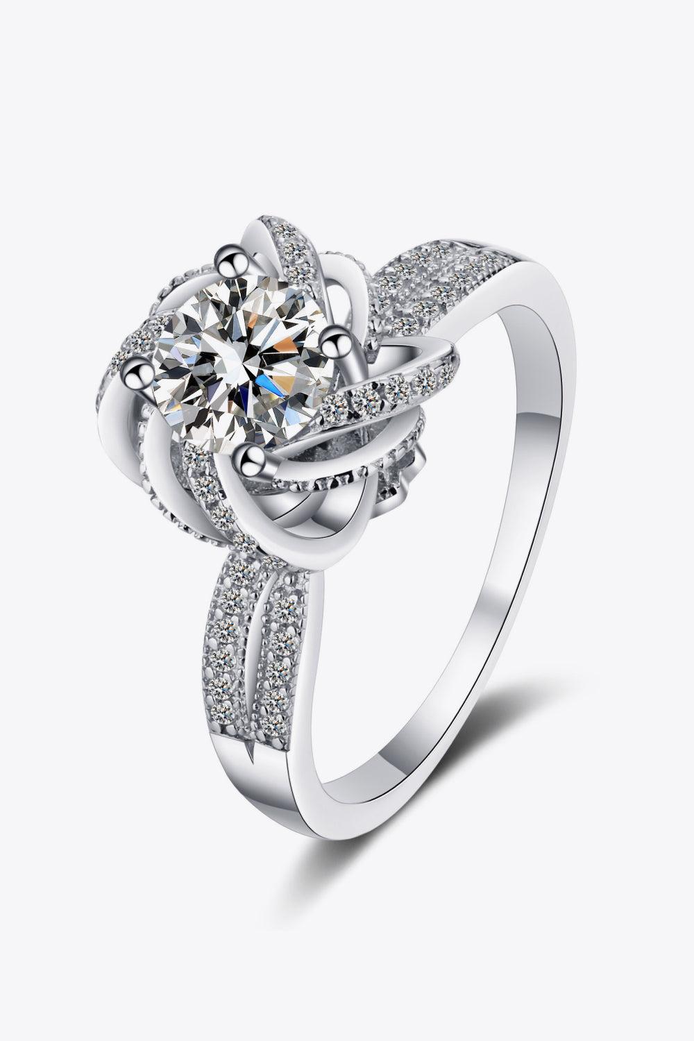 1 Carat Moissanite Sterling Silver Ring in Silver - women's ring