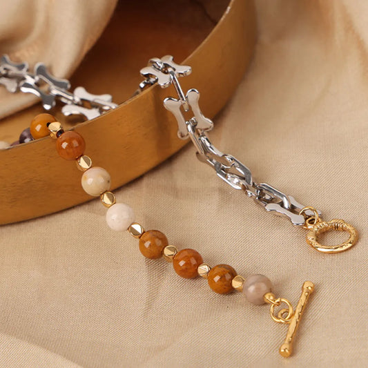 Titanium Steel Egg Yolk Stone Necklace - alternate necklace view