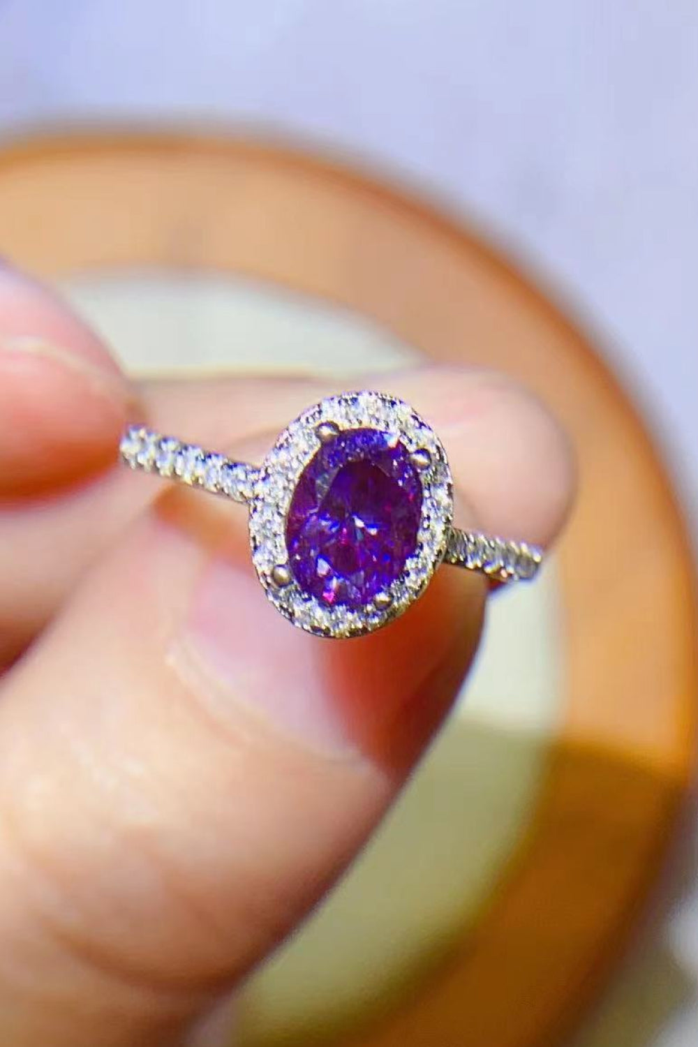 Sterling Silver 1 Carat Purple Moissanite Ring in Purple - women's ring