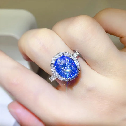 5 Carat Moissanite Sterling Silver Ring in Silver - women's ring