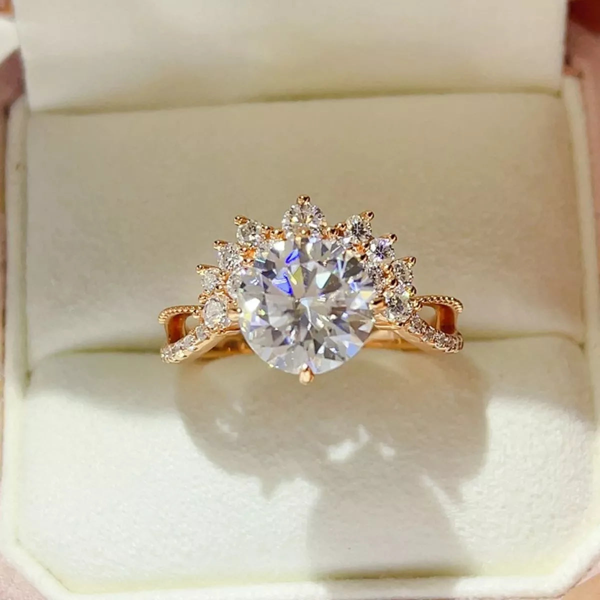 3 Carat Sterling Silver Moissanite Ring in Gold - women's ring