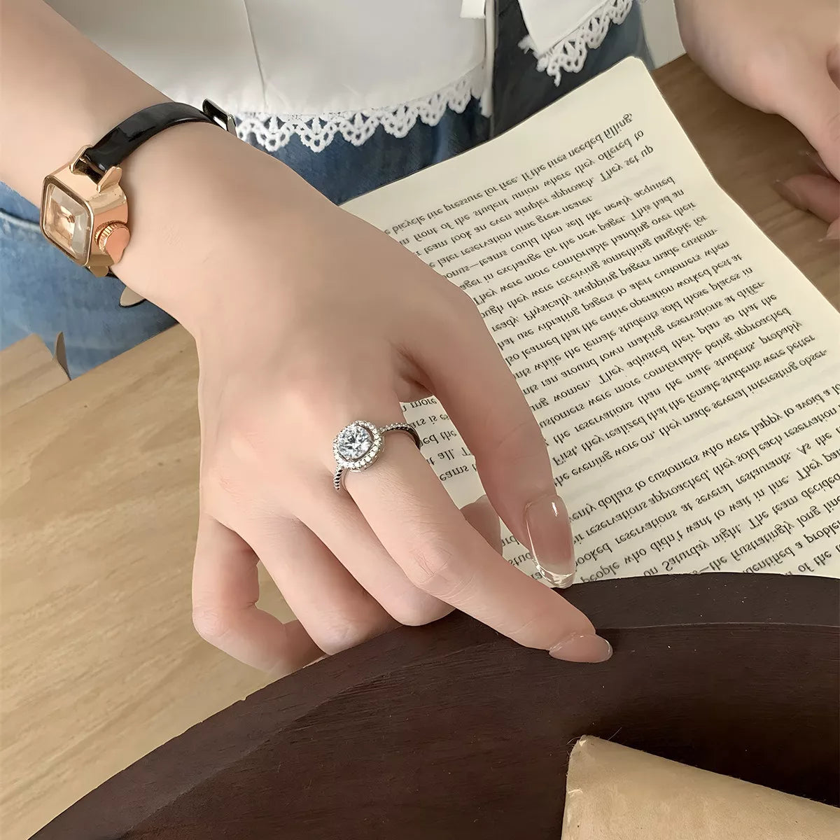 1 Carat Moissanite Sterling Silver Ring - alternate ring view
