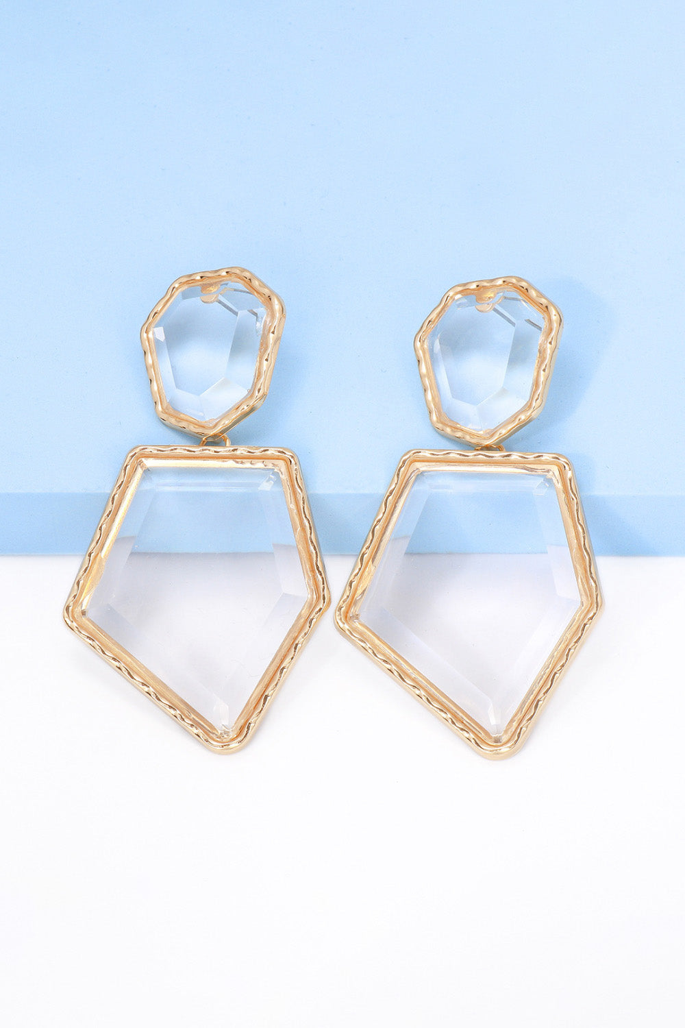 Geometric Shape Zinc Alloy Frame Resin Dangle Earrings in Hot Pink - women's dangle earrings