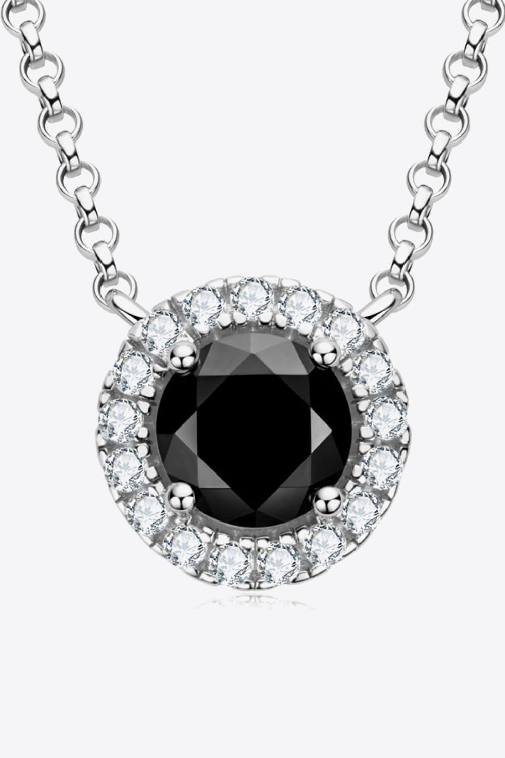 Two-Tone 1 Carat Moissanite Round Pendant Necklace - alternate necklace view