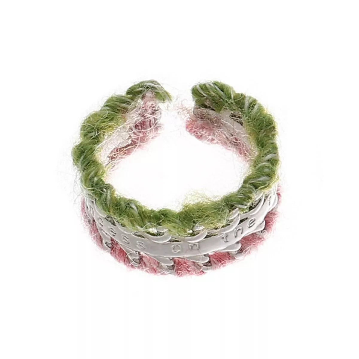 Brass Yarn-Wrapped Open Ring - alternate ring view