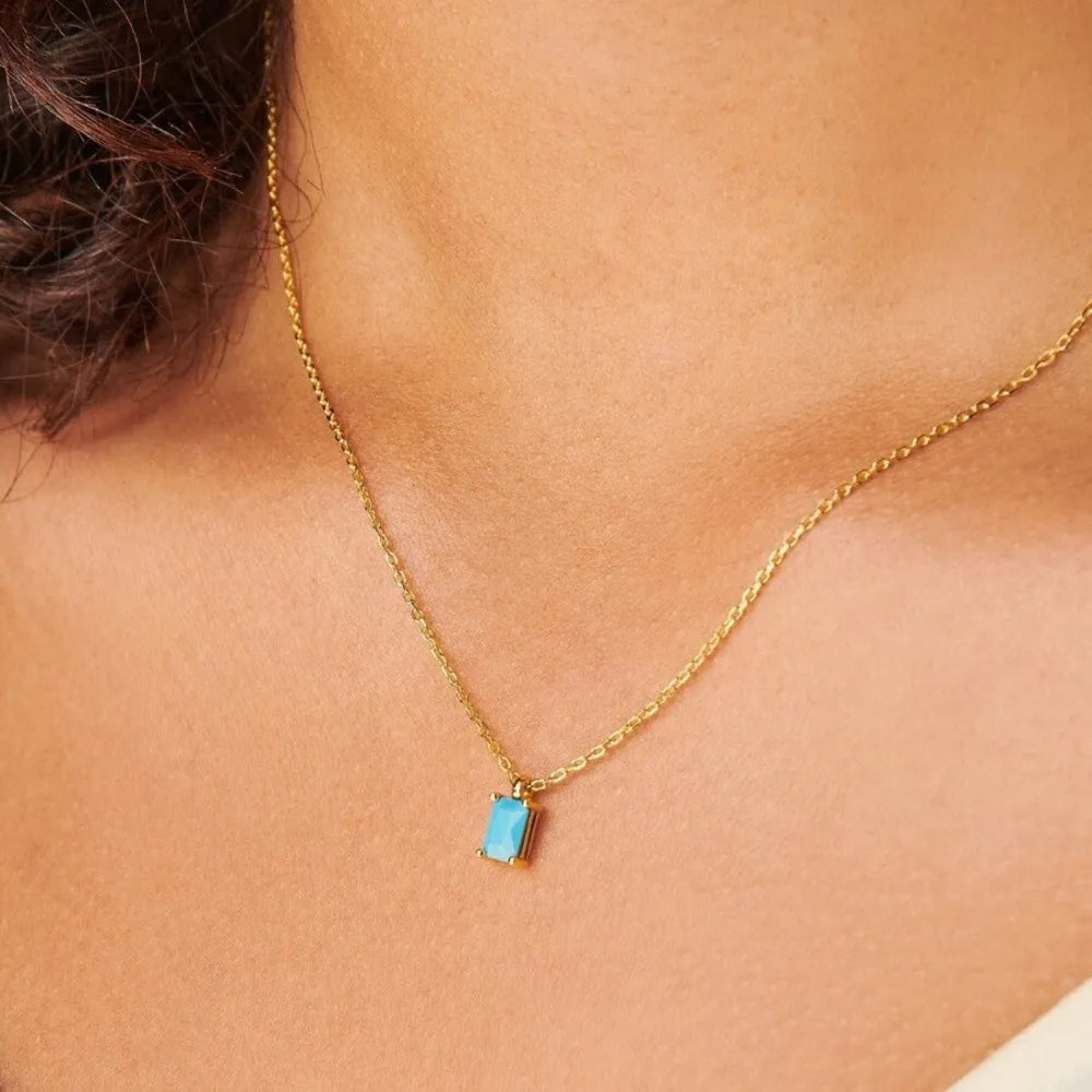 Titanium Steel Inlaid Zircon Pendant Necklace - alternate necklace view
