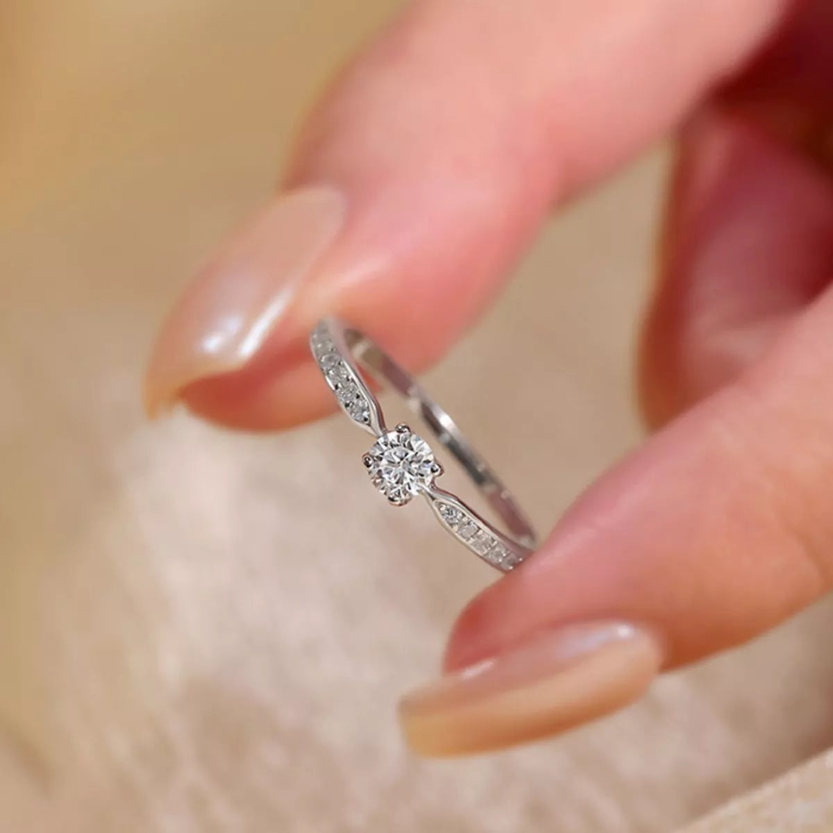 1 Carat Sterling Silver Moissanite Ring - alternate ring view