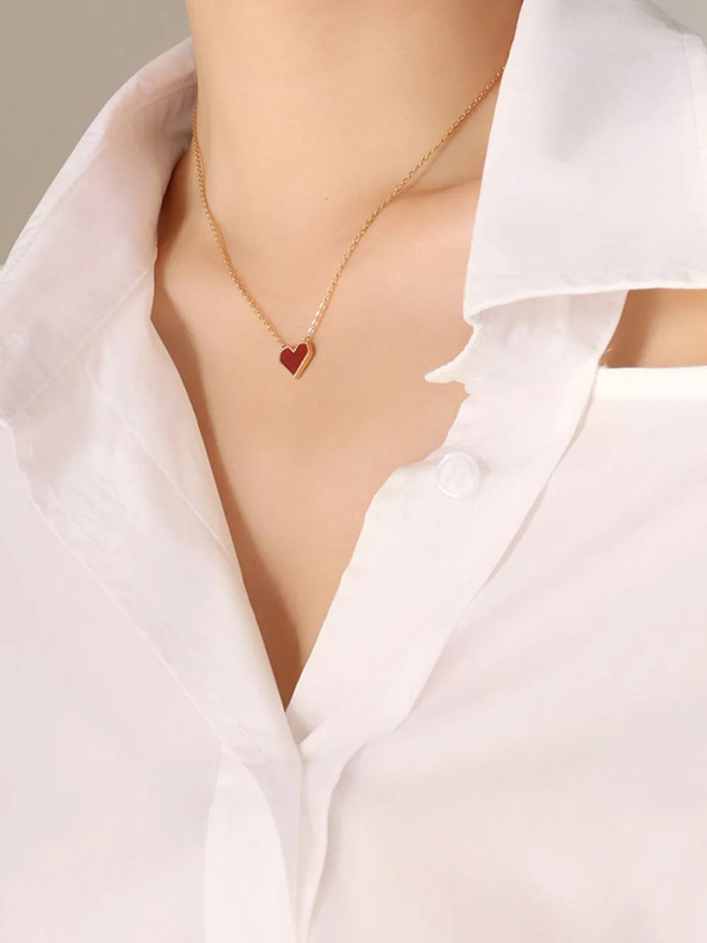 Titanium Steel Heart Necklace - alternate necklace view