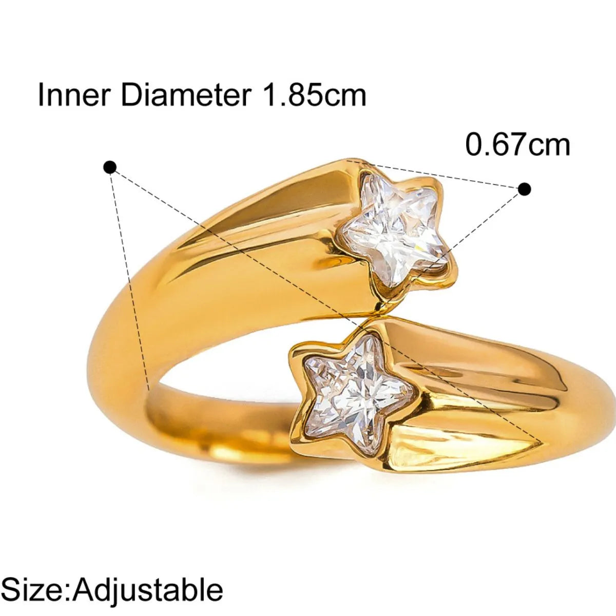 Star Crystal Gold Adjustable Ring - alternate ring view