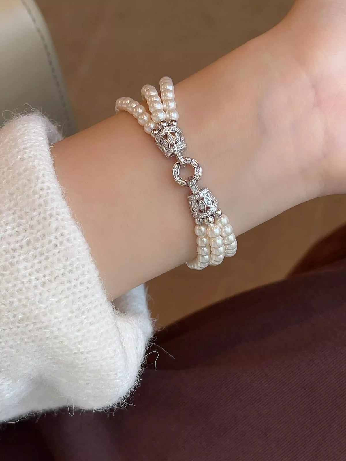 Three Layers Pearl Bracelet - alternate jewelry view