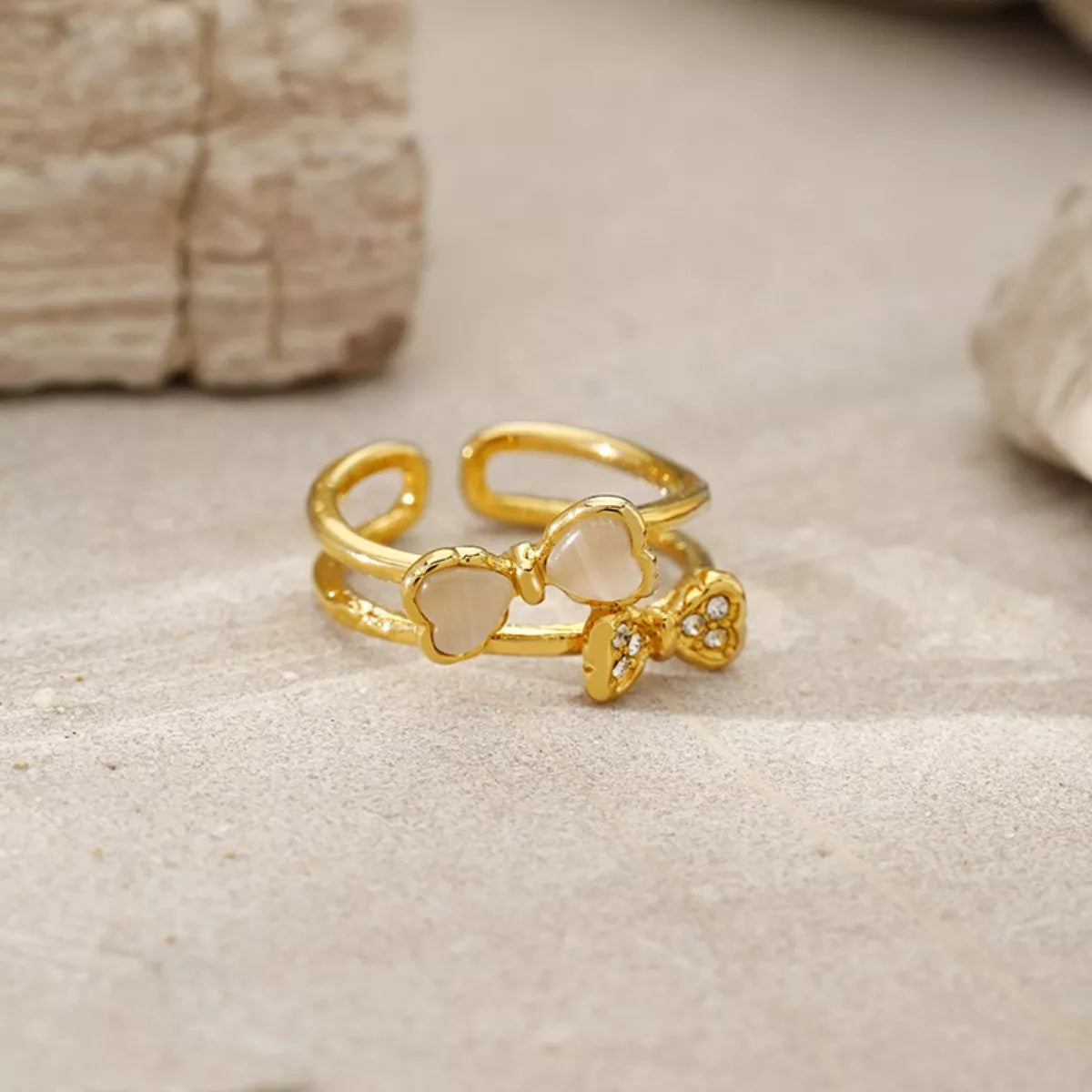 18K Gold-Plated Bow Open Ring - alternate ring view