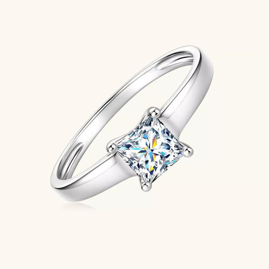 Silver-Plated Minimalist Ring in White - women's ring