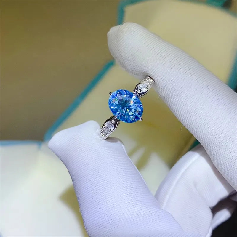 2 Carat Moissanite Sterling Silver Ring in Silver - women's ring