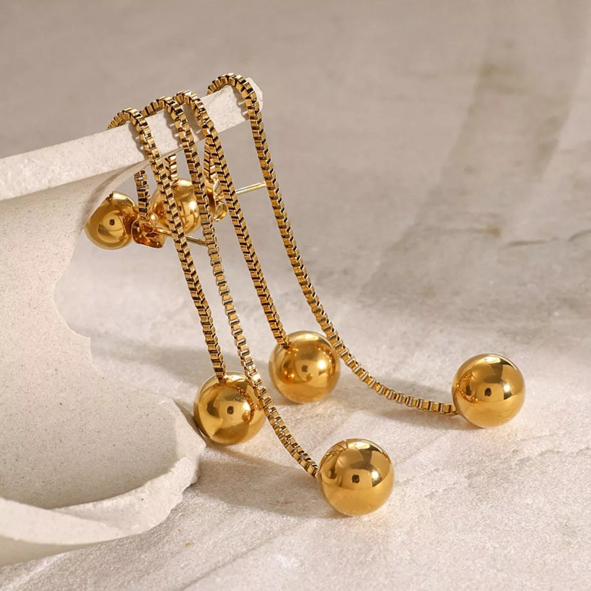 18K Gold-Plated Ball Drop Earrings - alternate earring view