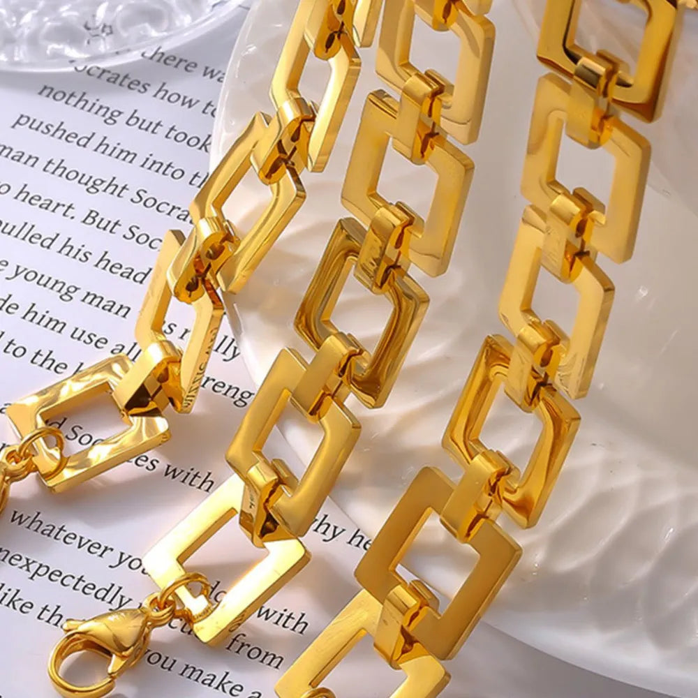Titanium Steel Hollow Square Chain Bracelet - alternate jewelry view
