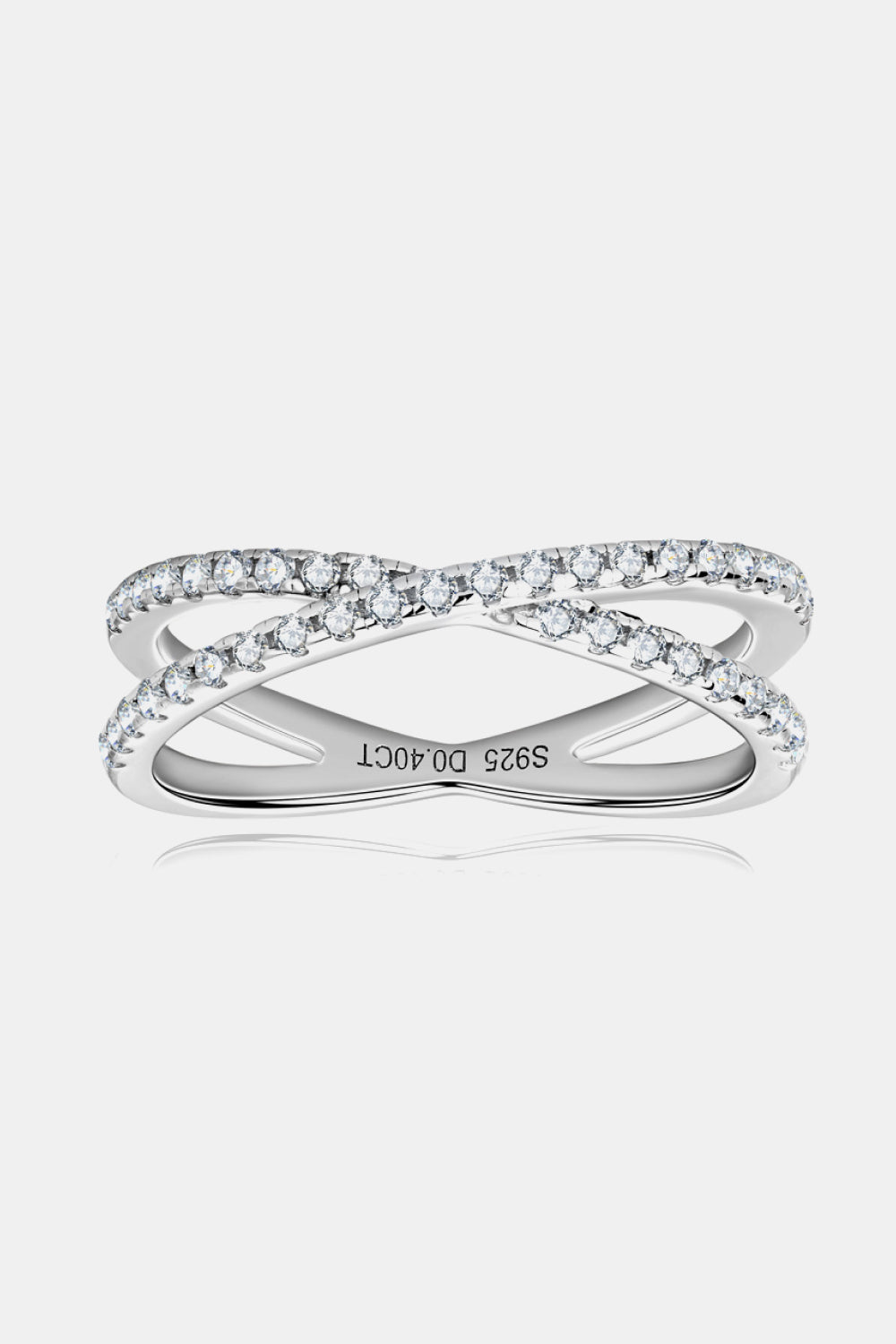Moissanite Sterling Silver Crisscross Ring in Silver - women's ring