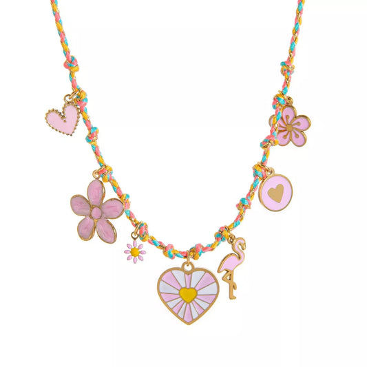 18K Gold-Plated Stainless Steel Charm Necklace in Pink sun - women's necklace