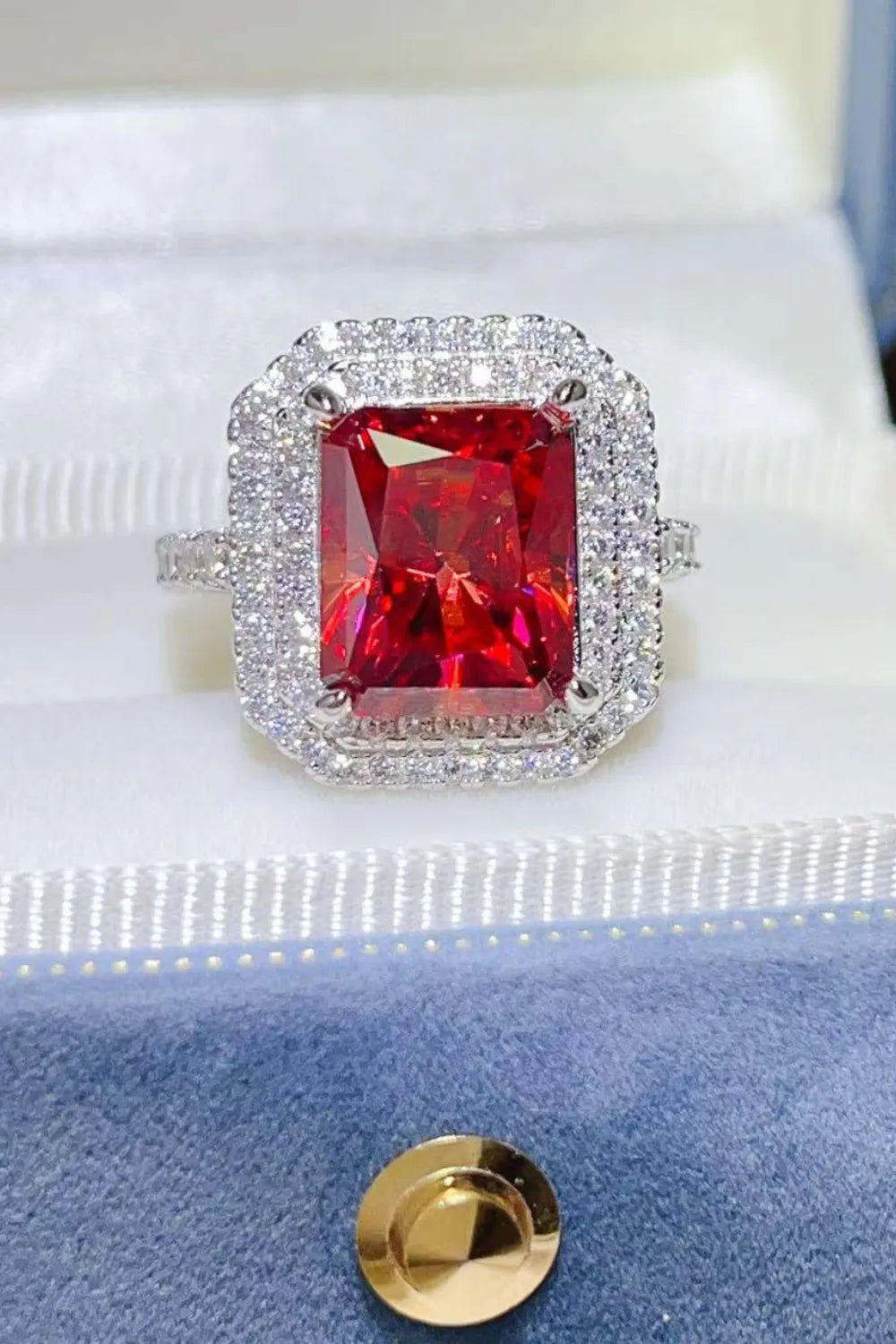 2 Carat Moissanite Sterling Silver Ring in Scarlet - women's ring