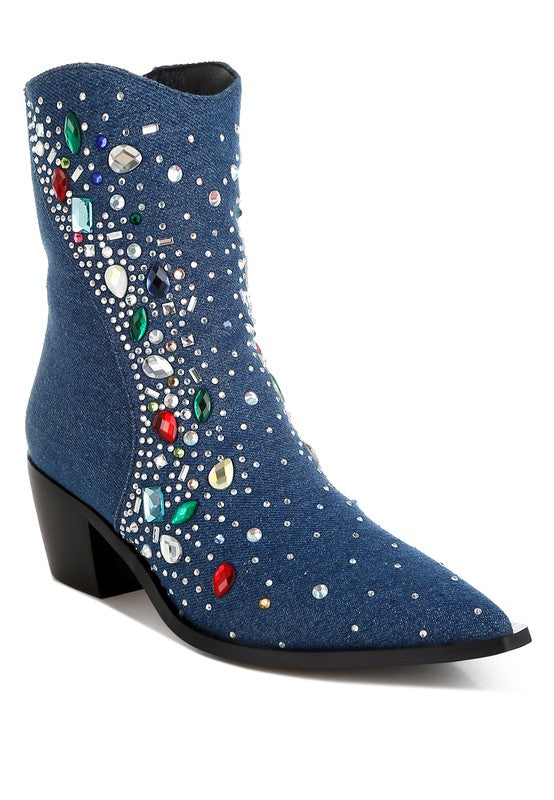 Multi Color Stones Boots