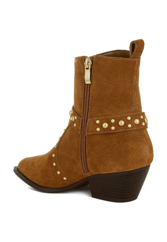 Studded Suede Ankle Boots