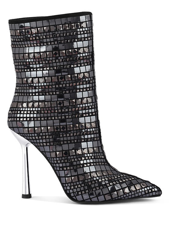 Mirror Embellished Stiletto Boots