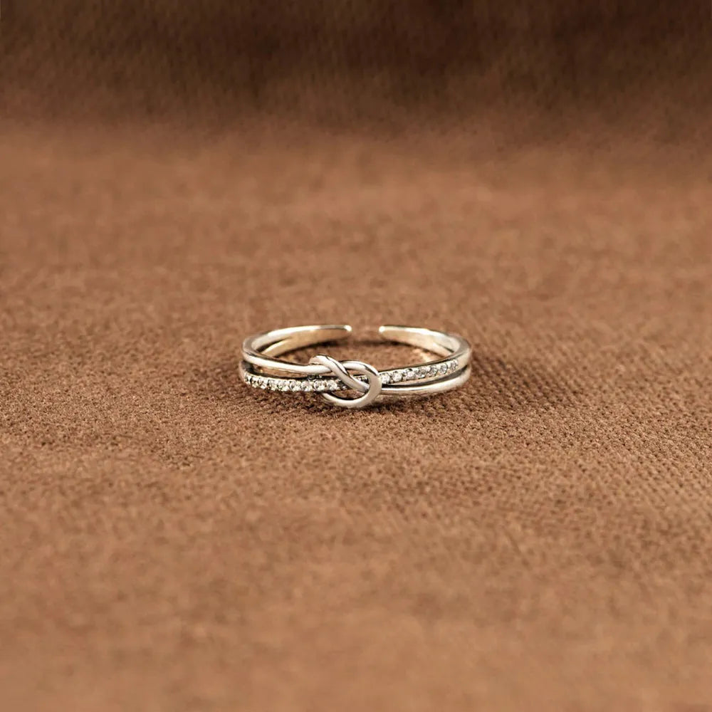 Sterling Silver Double-Layered Knot Ring in Silver - women's ring