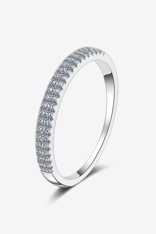 Moissanite Sterling Silver Half-Eternity Ring in Silver - women's ring