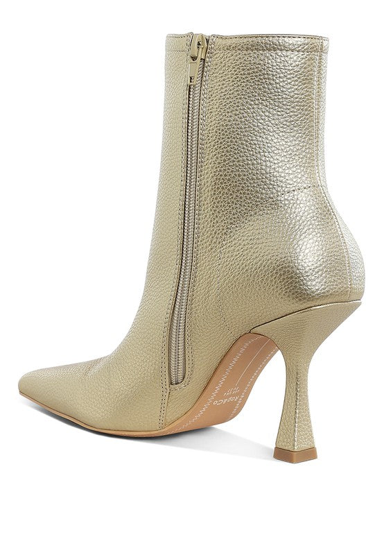 Metallic Pointed Toe Ankle Boots