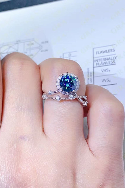 1 Carat Moissanite Sterling Silver Ring in Purple - women's ring